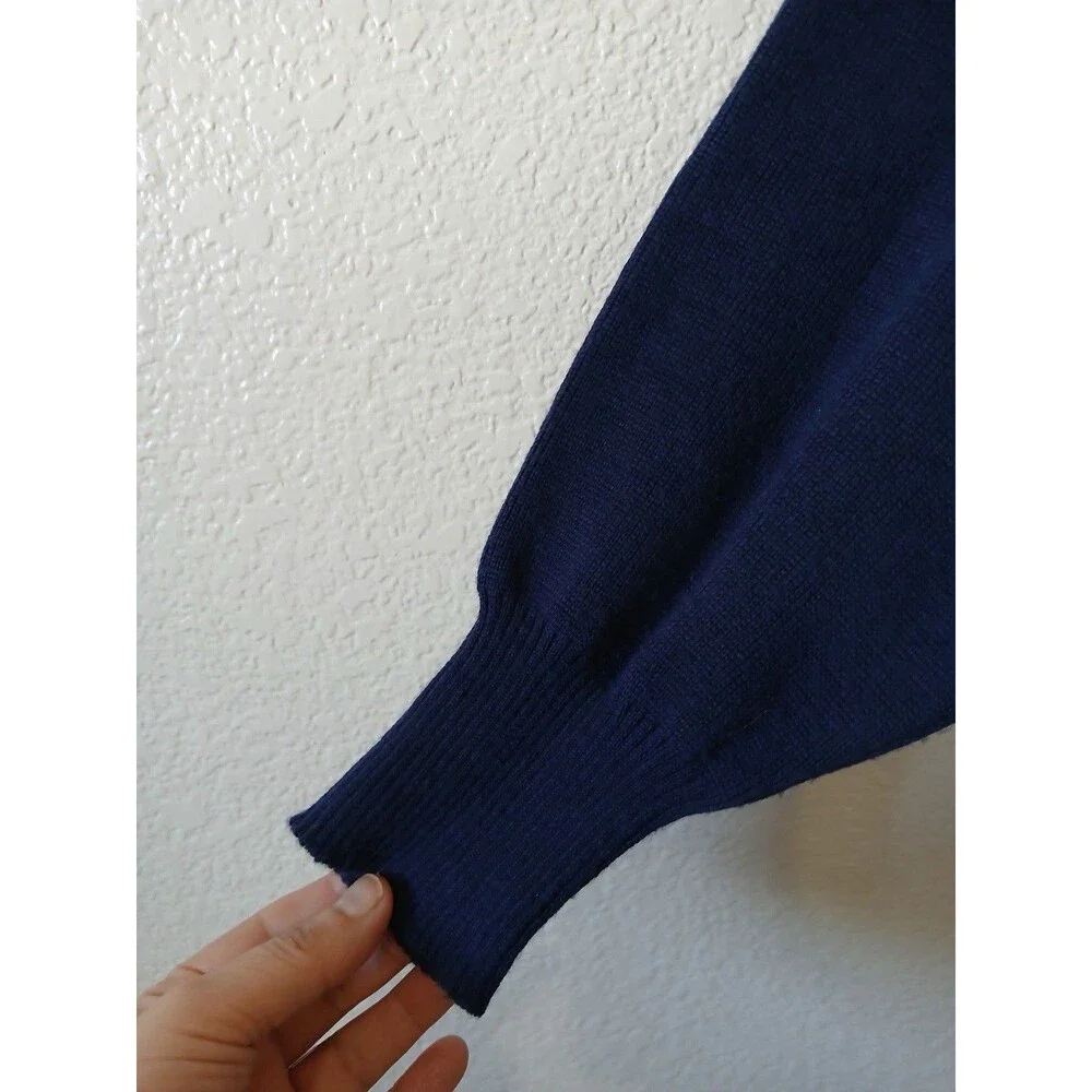 Ossi‎ Skiwear Mens Blue Geometric Knit Sweater Retro Ski Acrylic Wool Size L
